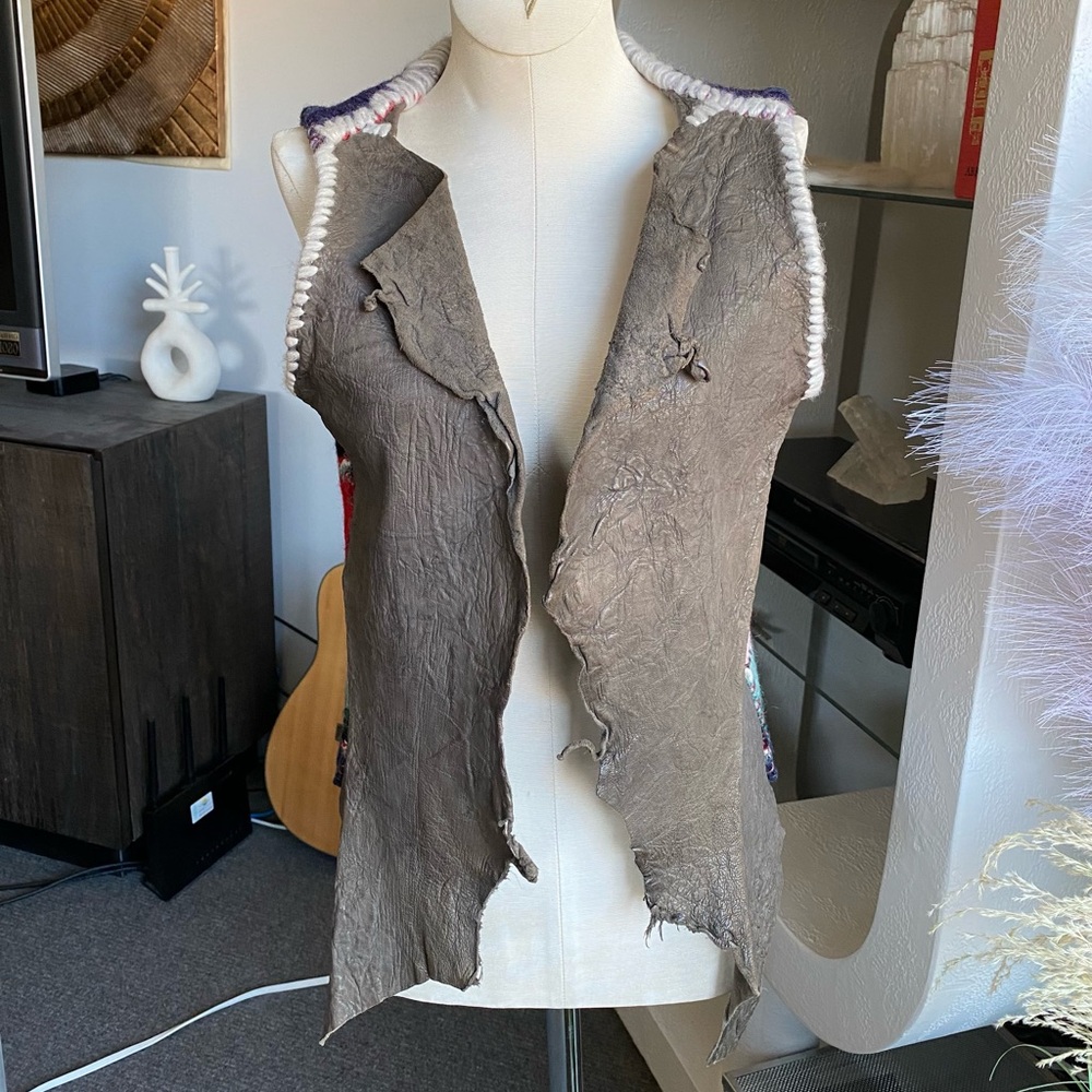 Custom Distressed Leather & Pendleton Western Bla… - image 2